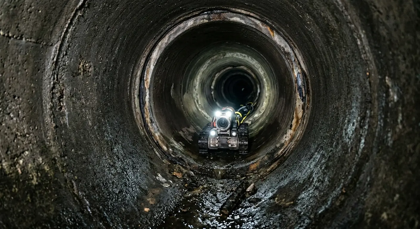 Robotic sewer camera inspecting pipe interior for Sewer Line Cleaning in Homewood